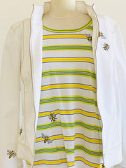 Embroidered Honey Bee White Jacket & Blouse Set