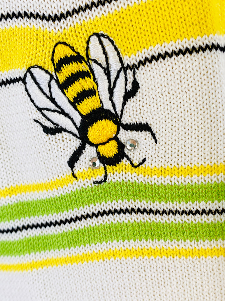 Embroidered Honey Bee White Jacket & Blouse Set