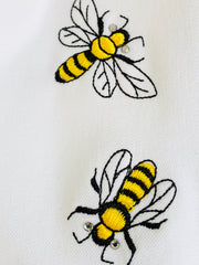 Embroidered Honey Bee White Jacket & Blouse Set