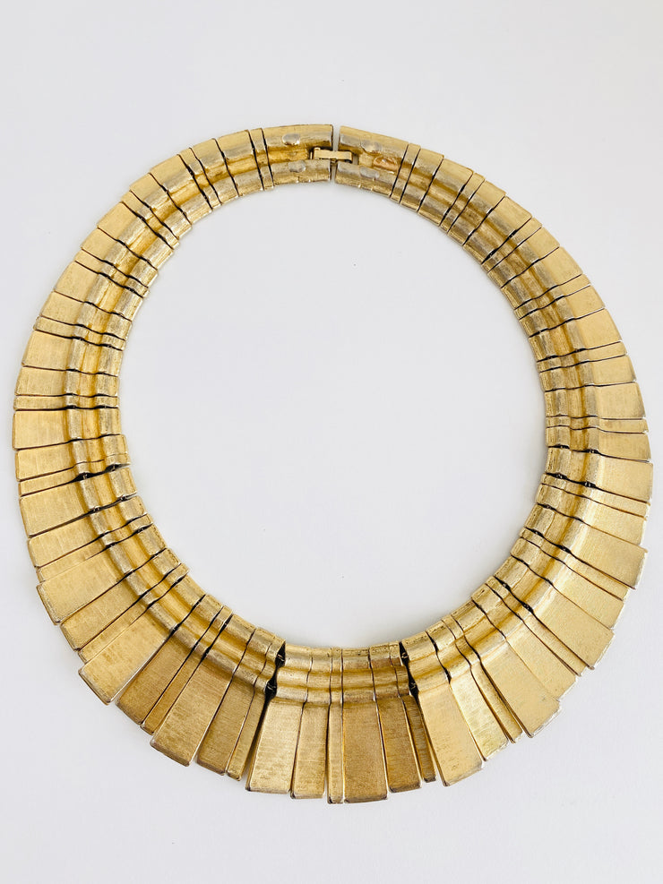 1960s Jeweled Cabochon Gold Bib Choker