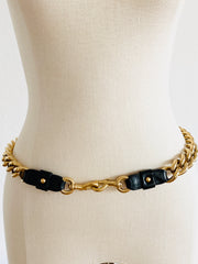 Marc Jacobs Heavy Gold Chain Black Leather Belt
