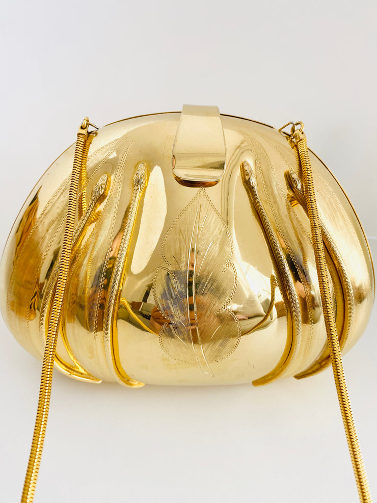 Italian Gold Snake Minaudiere Handbag
