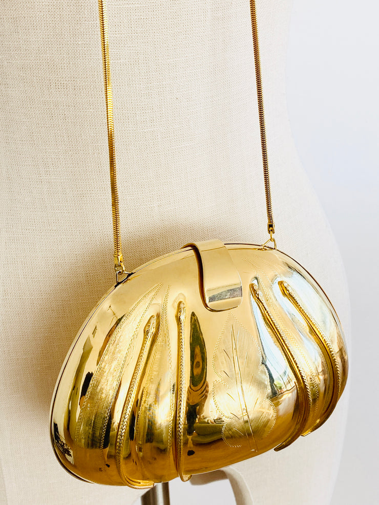 Italian Gold Snake Minaudiere Handbag