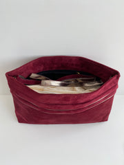 Bordeaux Red Suede Leather Handbag