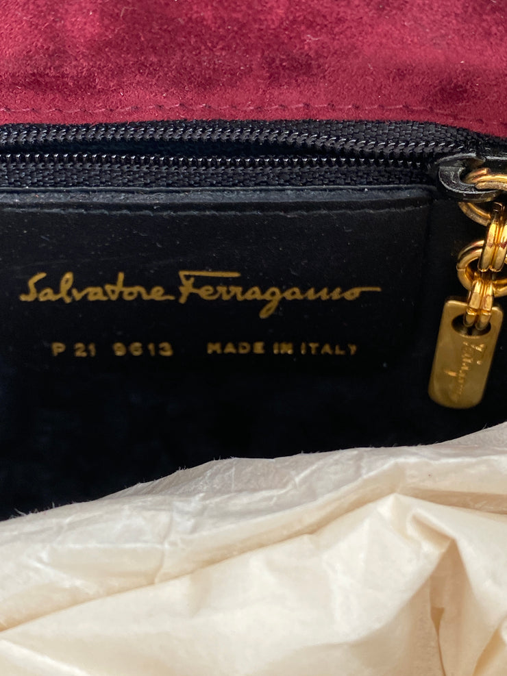 Bordeaux Red Suede Leather Handbag