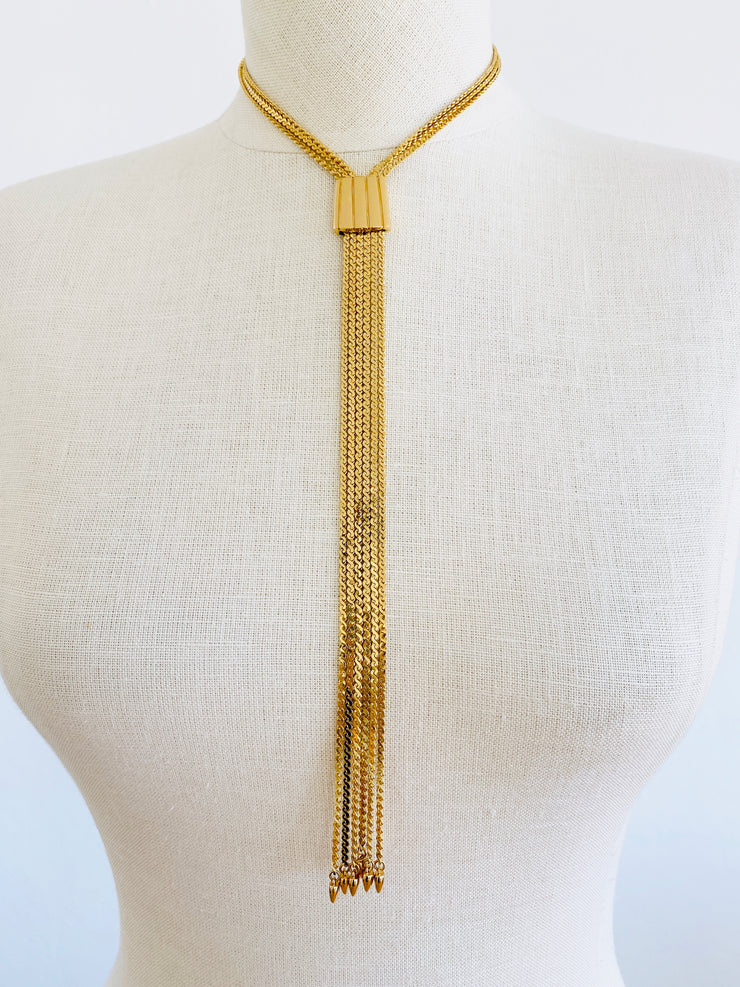 Gold Multi Chain Slider Choker Necklace