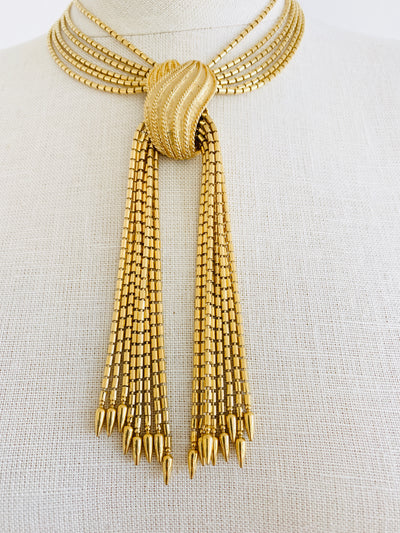 Gold Tassel Choker Necklace