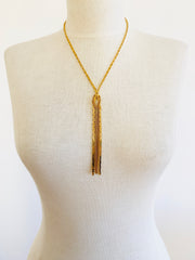 Gold Tassel Necklace Earring Set