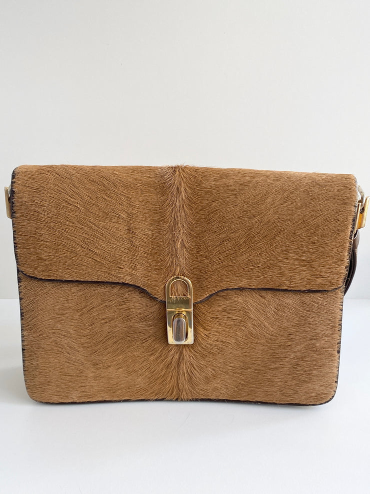 Tan Pony Hair Leather Handbag
