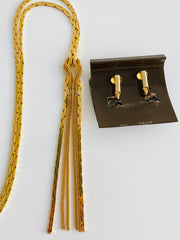Gold Tassel Necklace Earring Set