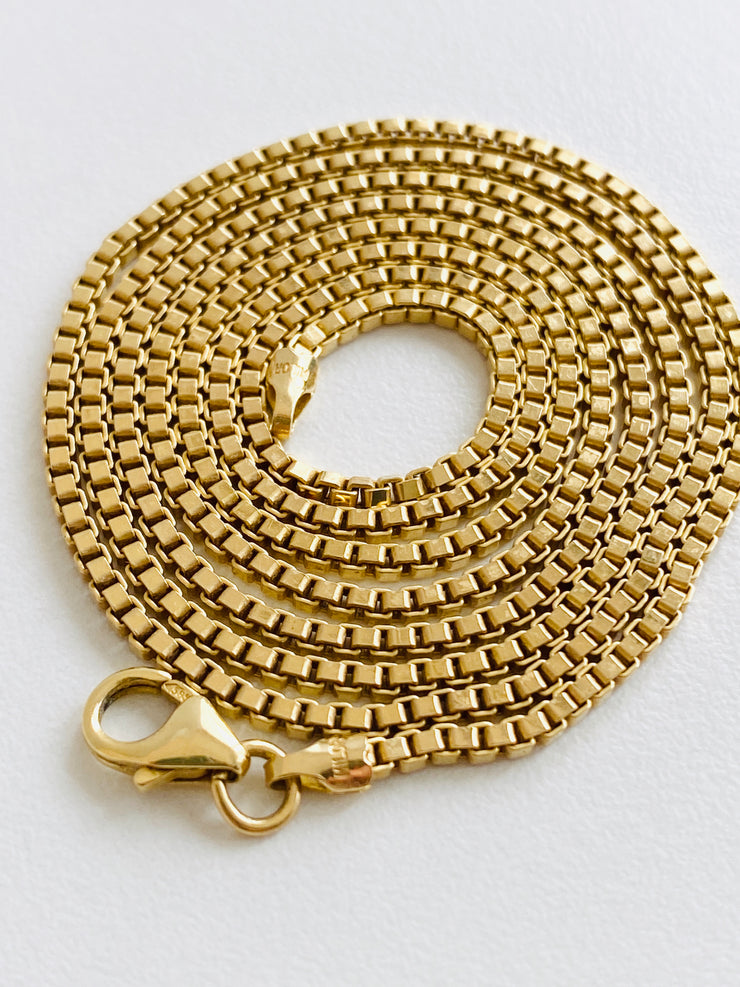 18K Diamond Bullet Pendants & 14k Box Chain Necklace