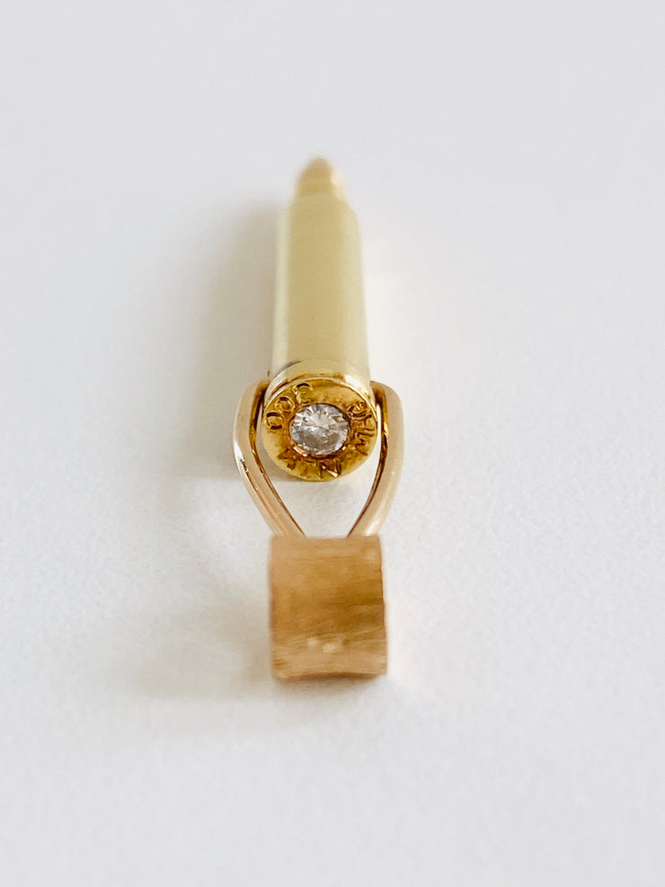 18K Diamond Bullet Pendants & 14k Box Chain Necklace