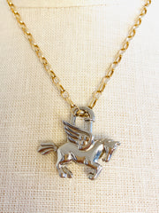 1993 Hermes Le Cheval Pegasus Cadena Padlock Necklace Pendant (W/out Chain)