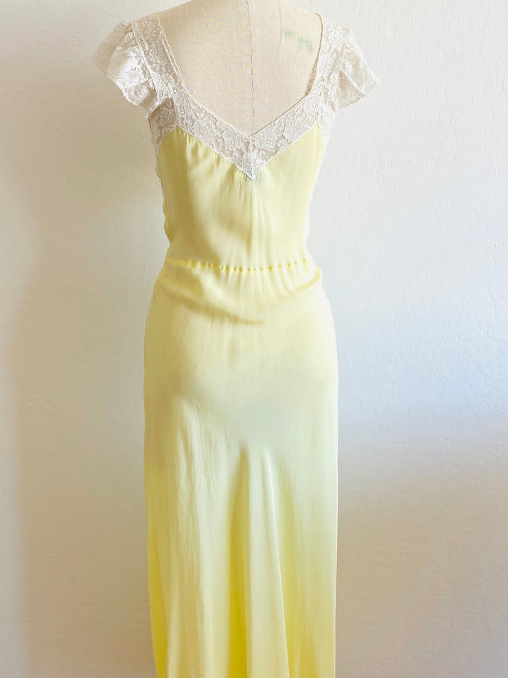1940s Bias Cut Yellow Nightgown