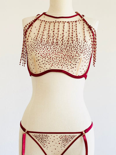 5Pc Lingerie Set & Swarovski Crystal Necklace
