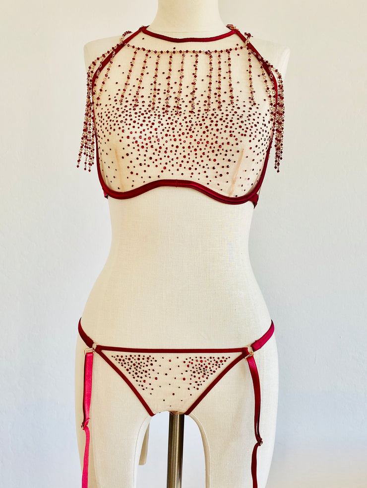 5Pc Lingerie Set & Swarovski Crystal Necklace