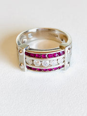 18k White Gold Ruby Diamond Ring