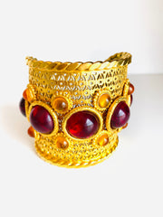 Deanna Hamro Etruscan Gold Cabochon Cuff Bracelet