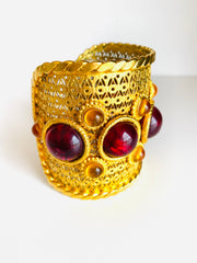 Deanna Hamro Etruscan Gold Cabochon Cuff Bracelet