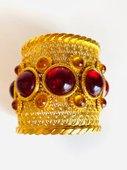 Deanna Hamro Etruscan Gold Cabochon Cuff Bracelet