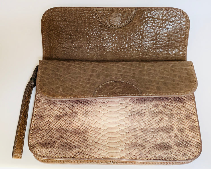 Leather Snake Texture Clutch Handbag