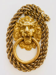 1960's Lion's Head Door Knocker Gold Necklace