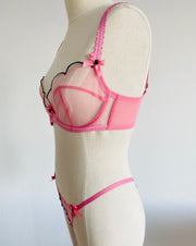 Pink Black Lace Lorna Set 32DD Sz 2