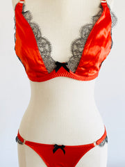 Coral Orange Kacie Bra Pantie Set 34DD Sz 2 Sm