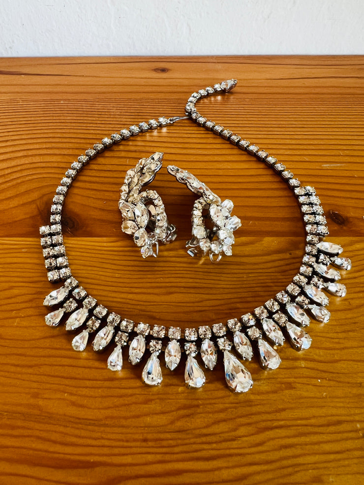 Weiss Rhinestone Choker Necklace & Earrings