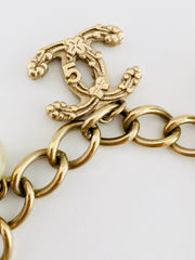 2005 Chanel CC Pale Gold Tone Chain Charm Bracelet
