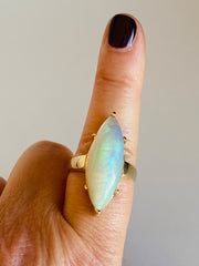 14K Marquise Cabochon Opal Cocktail Ring