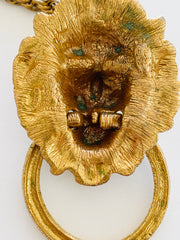 1960's Lion's Head Door Knocker Gold Necklace