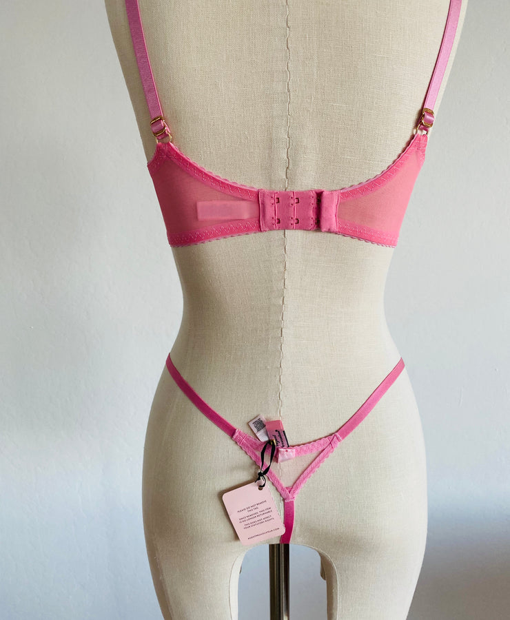 Pink Black Lace Lorna Set 32DD Sz 2