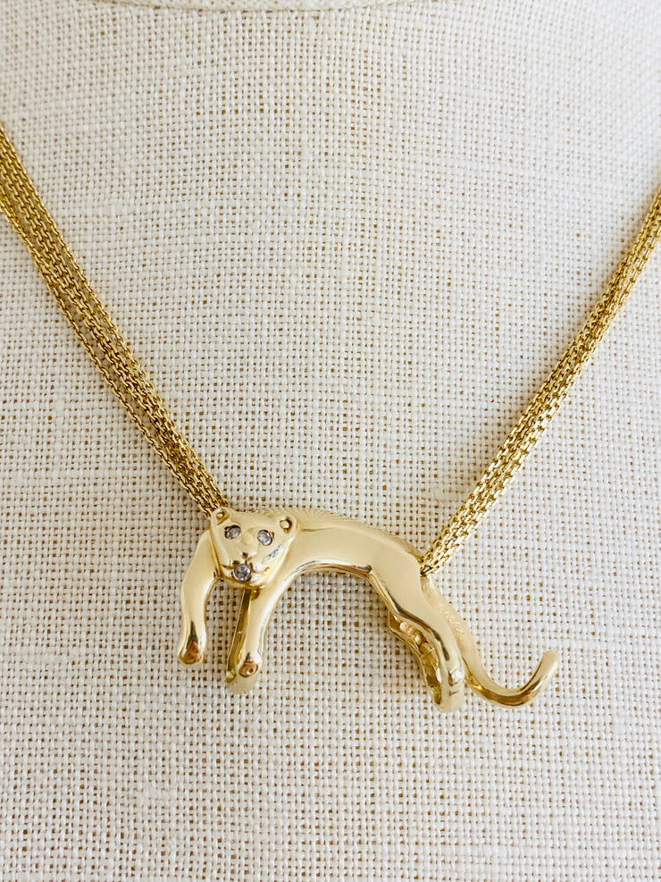 14k Diamond Panther Slider Necklace Pendant (W/out Chain)