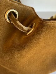 Ferragamo Golden Brown Suede Leather Handbag