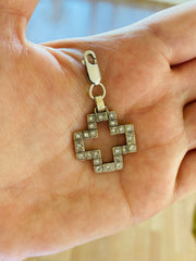 18K White Gold Diamond Cross Charm Pendant