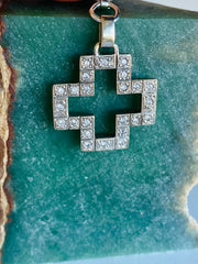 18K White Gold Diamond Cross Charm Pendant
