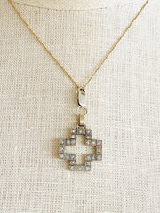 18K White Gold Diamond Cross Charm Pendant