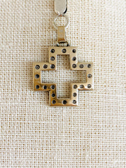 18K White Gold Diamond Cross Charm Pendant