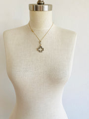 18K White Gold Diamond Cross Charm Pendant
