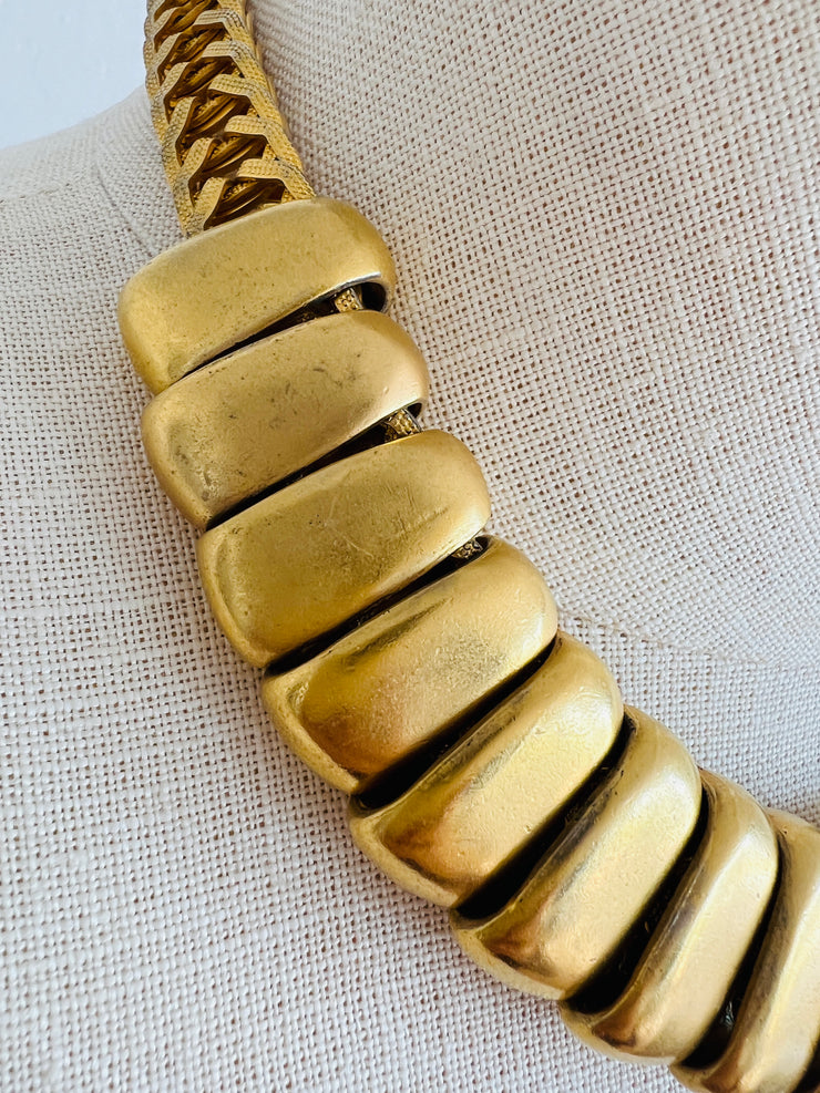 Vintage Heavy Gold Choker Slider Necklace