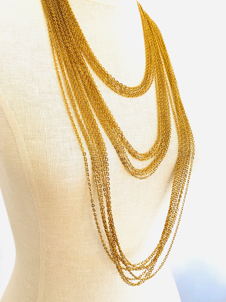 Heavy Multi Cable Chain Tiered Necklace