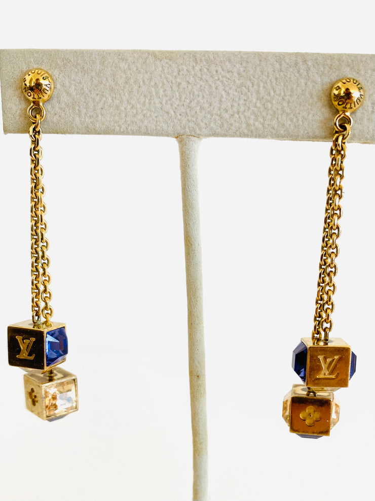 Louis Vuitton LV Gamble Chain Necklace Choker And Crystal Dangle Earring  Set A+