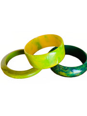 3 Green Bakelite Bangle Bracelets