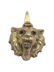 14k/10k Lion Diamond & Garnet Charm Pendant