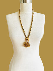 Gold Chain Slider Tassel Choker Necklace