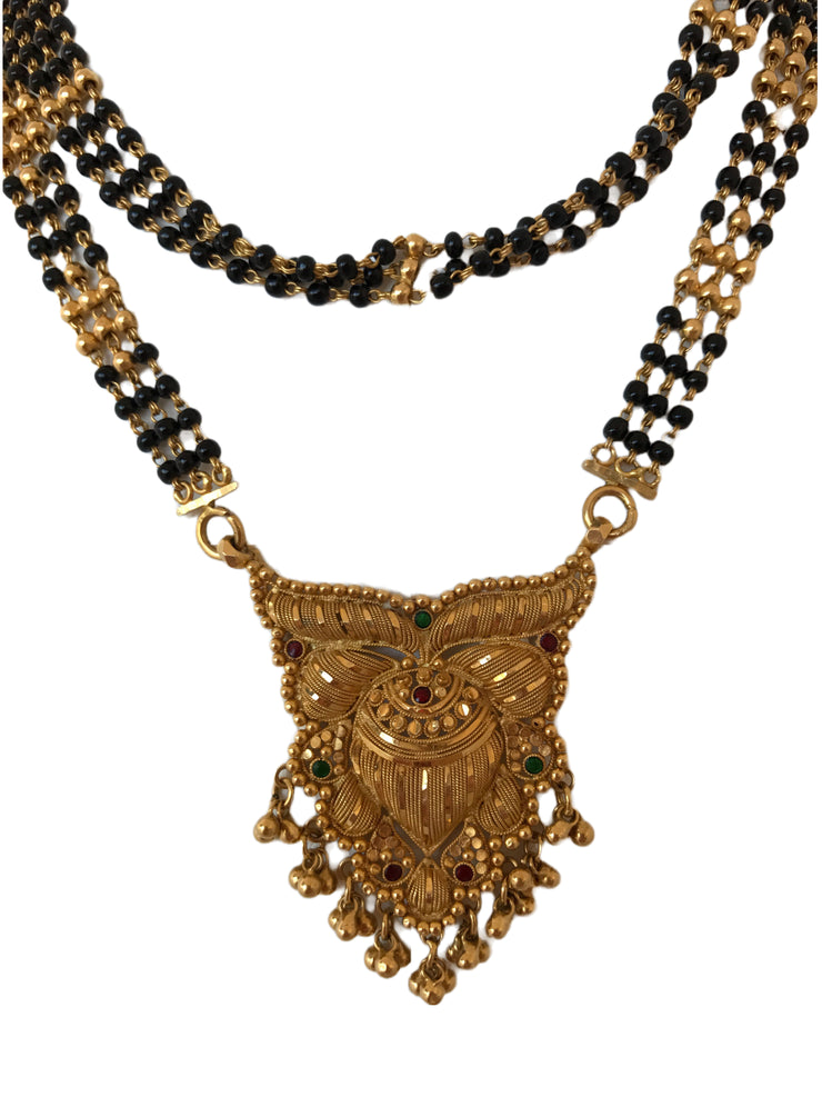 22k Sacred Hindu Indian Onyx Shagun Mangalsutra Taagpaag Necklace