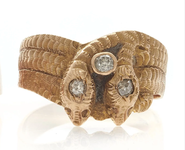 Victorian 14k Snake Head Diamond Ring