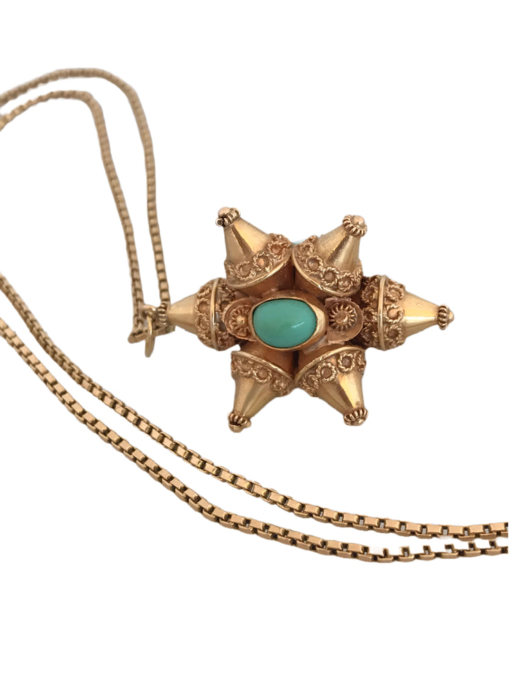 18k Persian Turquoise Necklace Pendant
