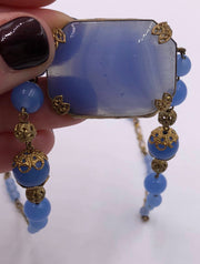 Czech Blue Glass Pendant Necklace